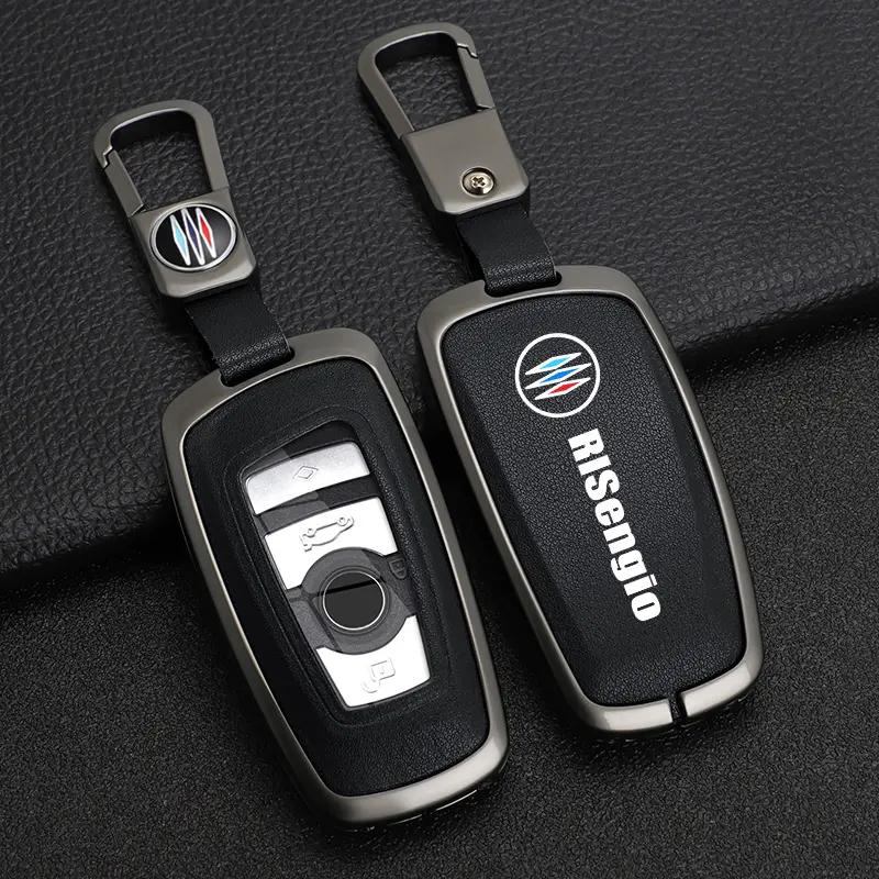 Novo Metal + Couro Key Fob Protetor Keyless Key Key Cover Bag Compatível com BMW
