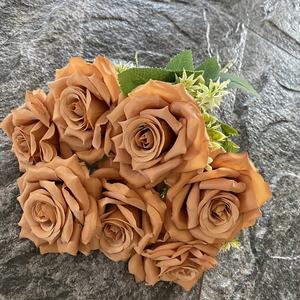 Ramo <span class=keywords><strong>de</strong></span> Rosas Artificiales Mate, 1 Pieza, 7 Cabezas, Rosa, <span class=keywords><strong>Blanco</strong></span>, Verde Durazno, Hojas, Centro <span class=keywords><strong>de</strong></span> Mesa para Boda, Decoración del Hogar, Día <span class=keywords><strong>de</strong></span> San Valentín - Product Image 3