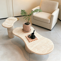 Table basse en pierre de travertin naturel pour salon et chambre, table à thé en marbre, table en pierre haut de gamme design créatif pour la maison