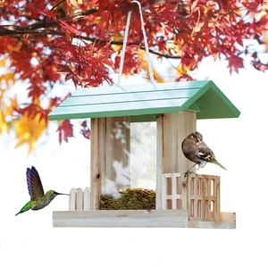 Garden Wooden <strong>Bird</strong> <strong>Feeder</strong> 2 <strong>Suet</strong> Holder Cages Handmade Hanging <strong>Bird</strong> House for Wildbirds - Product Image 2