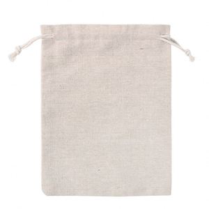 Sacs cadeaux en coton et lin à cordon personnalisés avec logo, imprimés par transfert thermique, en mousseline naturelle écologique, couleur personnalisée - Product Image 1