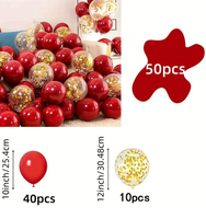 50 ballons en latex rouges, dorés et colorés, adaptés aux décorations de mariage, de fête d'anniversaire, d'anniversaire de couple, de cérémonie de remise des diplômes