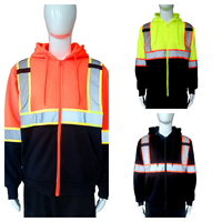 Veste de construction fluorescente haute visibilité automne hiver vêtements de travail de sécurité réfléchissants thermiques avec sweat à capuche de travail de nuit doublure polaire