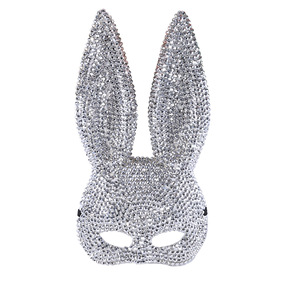 Máscara de conejito con diamantes de imitación, máscara de disfraz de fiesta con lentejuelas rosas para mujeres y niñas, eventos de baile de Halloween - Product Image 5