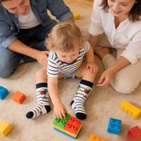 Chaussettes pour tout-petits personnalisées, élégantes, rayées en 3D, respirantes, antidérapantes, sportives, avec bordure élastique, en coton mélangé, de haute qualité, confortables