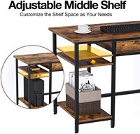 Échantillon GRATUIT Bureau d'ordinateur avec étagères et tiroir Bureau d'écriture pour le bureau à domicile Table d'étude pour ordinateur portable Poste de travail Style rétro industriel