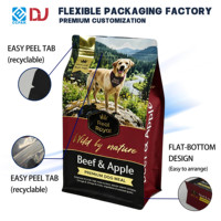 Sac à nourriture pour animaux de compagnie de grande capacité, imprimé en héliogravure, robuste, avec fond carré et fermeture éclair, pour croquettes et friandises sèches pour chiens