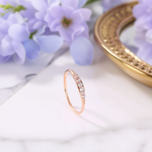 Anello con Diamante Placcato in Oro Rosa per Donne, Design Minimalista per Uso Quotidiano, Diamanti Naturali Taglio Brillante Colore G, Modello H308 - Product Image 2