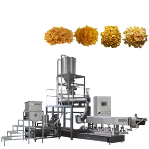Trigo, arroz, avena maíz copos de cereales de desayuno de máquina de extrusora de línea de producción de equipos
