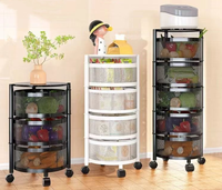 Chariot de stockage de cuisine robuste en métal support rotatif de légumes fruits avec roues