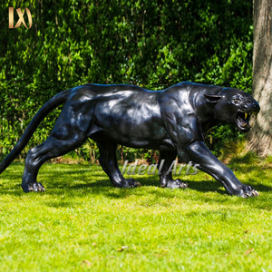Statue de panthère noire en bronze coulé sur mesure sur socle en roche, sculpture d'animal en bronze pour jardin extérieur - Product Image 2