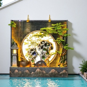 Cascade murale d'eau artificielle irrégulière <span class=keywords><strong>en</strong></span> résine LED étanche, rocher décoratif, écran de séparation, fontaine, ornements pour bassins domestiques - Product Image 4