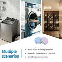Tablettes détartrantes multicouches bleues, blanches et violettes pour lave-linge, pénètre dans les fentes des lave-linges pour une efficacité élevée