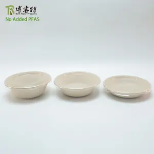 100% Biodegradable No Added Pfas Disposable Customize Restaurant Takeaway Round Sugarcane Bagasse Food Containers For Salad
