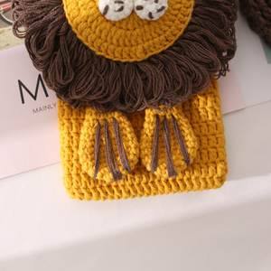 Borsa a tracolla tessuta a mano, custodia per telefono in lana lavorata all'<span class=keywords><strong>uncinetto</strong></span>, piccola e carina per ragazze, con motivo animalier - Product Image 4