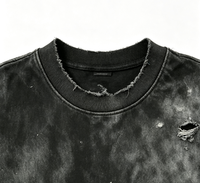 T-shirt vintage délavé à l'acide, déchiré, à bords effilochés, coupe classique, manches courtes, style grunge streetwear, unisexe, poids lourd