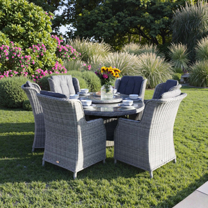 Moderno Set da pranzo in Rattan a 6 posti con tavolo e sedia da esterno pigro impermeabile per alberghi parchi case coloniche ville - Product Image 4