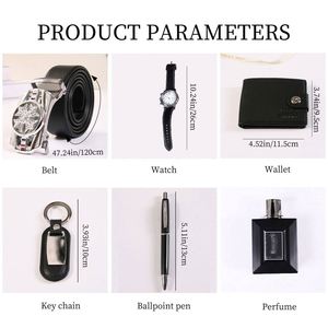 ชุดของขวัญสุดหรูสำหรับผู้ชาย ประกอบด้วยนาฬิกาแฟชั่น กระเป๋าสตางค์ พวงกุญแจ น้ำหอม เหมาะสำหรับเป็นของขวัญวันพ่อ วันวาเลนไทน์ วันเกิด บรรจุในกล่องของขวัญ - Product Image 2