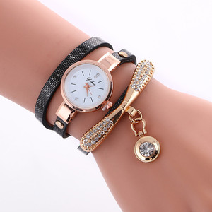 <span class=keywords><strong>Bracelet</strong></span> de femme en cuir PU tressé avec pendentif libellule exquis en strass et quartz - Product Image 3