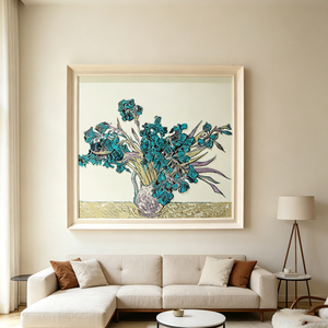 Peinture à l'huile sur toile texturée florale ornée, faite à la main, pour décoration murale, maison, hôtel, décoration apaisante, intérieur - Product Image 2