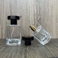 Botol Parfum Heksagonal Kaca Hitam Modern 30ml/50ml/100ml Atomizer Semprot Halus Kemasan Mewah dengan Hot Stamping