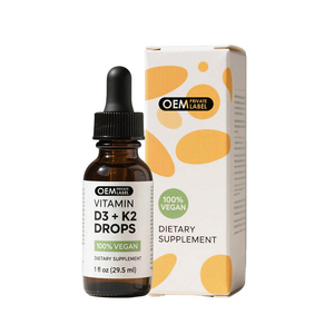 OEM Vegan 1000lU Vitamin D3 + K2 cairan 200mcg Vitamin K2 Vitamin D3 tetes dengan <span class=keywords><strong>MCT</strong></span> suplemen minyak kelapa untuk kesehatan tulang jantung - Product Image 6
