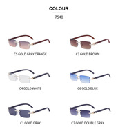 2024 dernière conception lunettes de soleil en métal sans monture cadre carré sans monture lunettes de soleil logo personnalisé branches en bois lunettes de soleil
