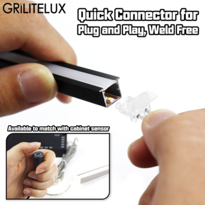 Profilo <span class=keywords><strong>LED</strong></span> in Alluminio Ultra Sottile DC12V a Forma di U/V, <span class=keywords><strong>Barra</strong></span> Luminosa Lineare Grigio Ferro, Tagliabile, Plug and Play, per Illuminazione Armadi - Product Image 2