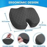 Coussin de siège en mousse à mémoire de forme antidérapant pour les travailleurs de bureau et les conducteurs de voiture assis longtemps