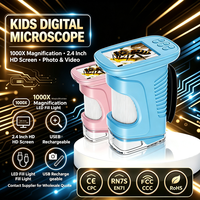 Digital Microscope for Kids 1000X Magnification 2.4 Inch Lcd Screen Led Light Rechargeable Portable Handheld Microscope With