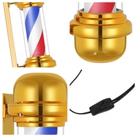 Poteau de barbier LED doré, panneau rotatif à rayures rouges, blanches et bleues à fixer au mur pour salon de coiffure, utilisation extérieure étanche
