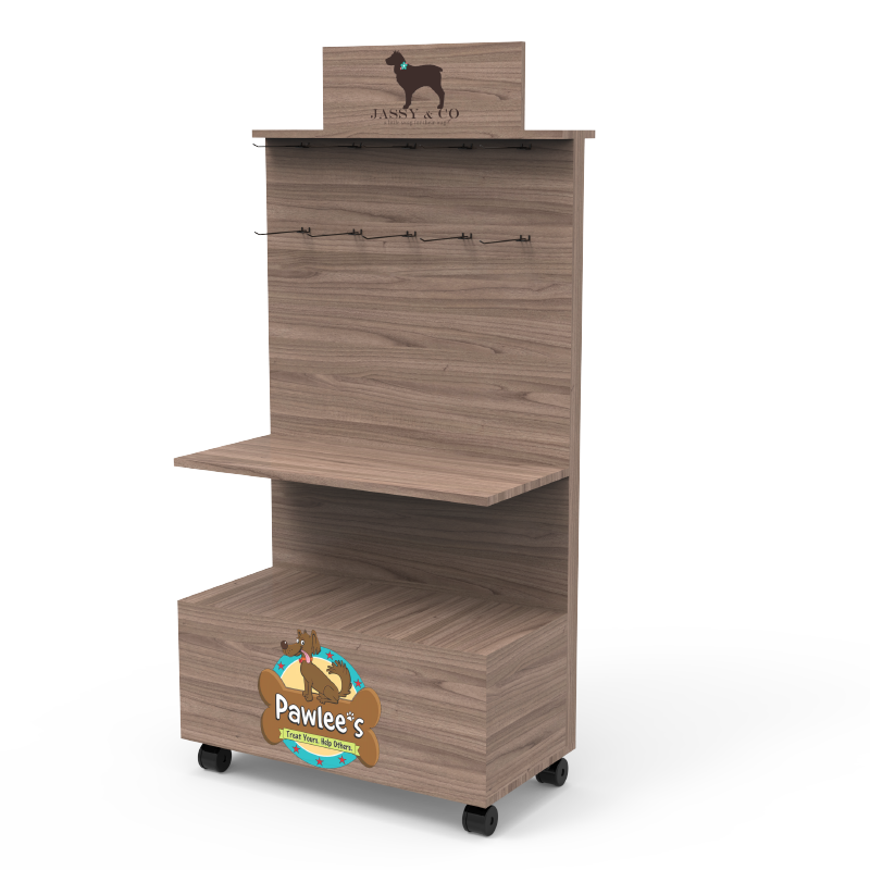 Apache Hot Selling Durable Wooden Half Tray Cleaning Toy Food for Dogs and Cats Floor Display Shelf for Pet Shops — view 6