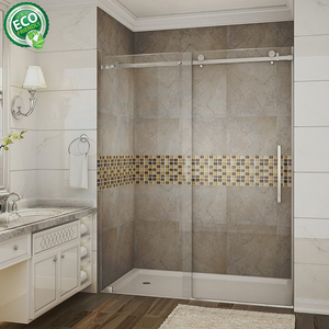 Porte de douche semi-cadre doré brossé, verre trempé 8 mm, cadre en aluminium premium, glissière silencieuse - Product Image 5