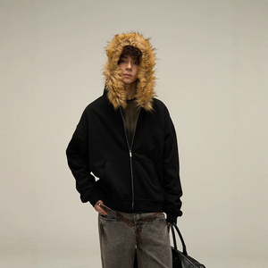 Felpe con <span class=keywords><strong>Cappuccio</strong></span> Invernali Y2K Ricamate con Stampa a Rilievo, Giacca con Zip e Grafica Grunge, Felpe Estetiche Hip Hop Streetwear - Product Image 1