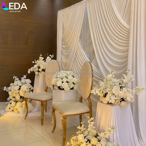 ผ้าม่านฉากหลังสีขาวทรงสี่เหลี่ยมสำหรับงานในร่ม LEDA Elegant ผ้าม่านผ้าไหมนมสำหรับงานแต่งงาน - Product Image 3