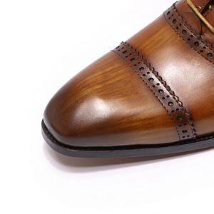 Chaussures Oxford à bout pointu faites à la main pour hommes, chaussures formelles à lacets à tige haute pour hommes - Product Image 5