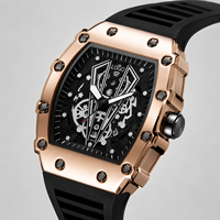 Montre sport à quartz pour homme, grand cadran carré en alliage, aiguilles lumineuses, affichage à aiguilles, bracelet en silicone, étanche 30 m