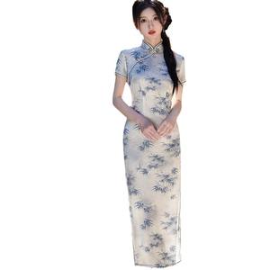 Vestido <span class=keywords><strong>Cheongsam</strong></span> Largo Tradicional Chino <span class=keywords><strong>de</strong></span> Talla Grande para Mujer, Qipao Vintage con Estampado Clásico <span class=keywords><strong>de</strong></span> Flores, Vestidos Chinos <span class=keywords><strong>de</strong></span> Satén, 3XL 4XL 5XL - Product Image 5