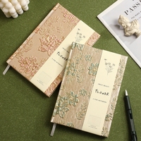 Carnet de notes A5 pour étudiant avec couverture en PU et papier, reliure spirale brodée en jacquard à fil doré, design incurvé et robuste - Cadeau idéal pour les notes