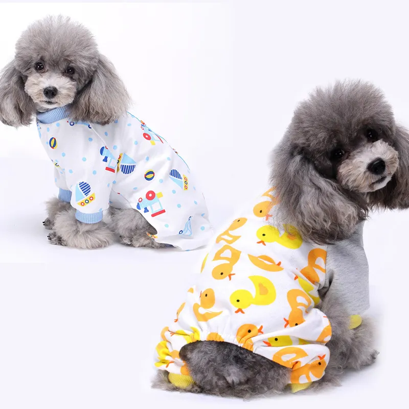 Großhandel Luxus druck Baumwolle Pet Dog Onesie Dog Pyjamas Pet Dog Bekleidung Home Wear Kleidung Bequeme weiche Four Feet Kleidung
