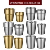 Tasse à eau de style européen en acier inoxydable 304, tasse à café double paroi pour eau, bière, thé