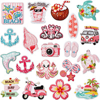 En gros, Patchs brodés thermocollants thème Plage d'été et Île, Motifs Tournesol, Dauphin, Tortue de mer, pour Vêtements, Sacs à dos, Sacs et Projets DIY