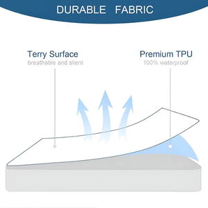 Protège-matelas imperméable en coton éponge silencieux et respirant pour <span class=keywords><strong>lit</strong></span> King Queen, idéal pour hôpitaux, vente en gros, OEM - Product Image 5