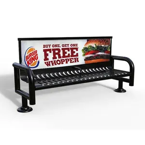 Outdoor leisure Steel Bus Stop Advertising Bench Manufacturer Street Garden Chair Park Bench