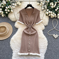 Nouvelle Robe Décontractée Tricotée Polyvalente 2026 – Robe d'Été Légère pour Femme avec Dentelle – Collection Tendance