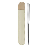 Spatule cosmétique en acier inoxydable en forme de cœur pour fond de teint, crème liquide, maquillage, avec étui en cuir
