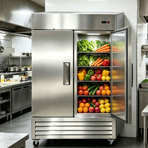 Réfrigérateur vertical commercial à double porte en acier inoxydable, refroidisseur vertical certifié pour les projets de restauration, d'hôtellerie et de traiteur AX-U - Product Image 1