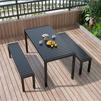 Conjunto de Mesa y Sillas Multifuncional para Exteriores, Resistente a la Corrosión y a los Rayos UV, Diseño Moderno y Sencillo para Jardín, Patio o Balcón