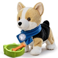 Tumama Chien Corgi Interactif Musical pour Enfants, Jouet Électronique en Peluche Robot Chiot à Commandes Vocales pour Garçons et Filles