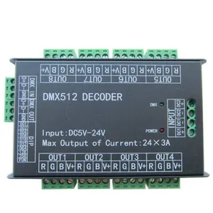 24通道RGB RGBW发光二极管DMX至PWM解码器发光二极管显示控制器24CH DMX512解码器